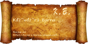 Kővári Barna névjegykártya